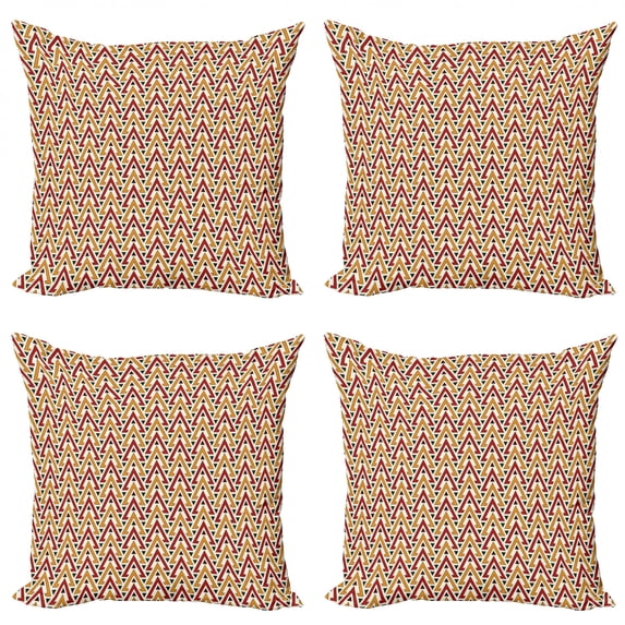 Ambesonne African Throw Pillow Cover 4 Pack, Triangle Design, 20", Multicolor