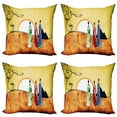 thumbnail image 1 of Ambesonne African Throw Pillow Cover 4 Pack, Tribe Facing Sunrise, 16", Multicolor, 1 of 7