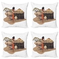 thumbnail image 1 of Ambesonne African Throw Pillow Cover 4 Pack, Woman with Pot, 18", Multicolor, 1 of 7