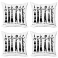 thumbnail image 1 of Ambesonne African Throw Pillow Cover 4 Pack, Women Jugs Dress, 20", Black and White, 1 of 7