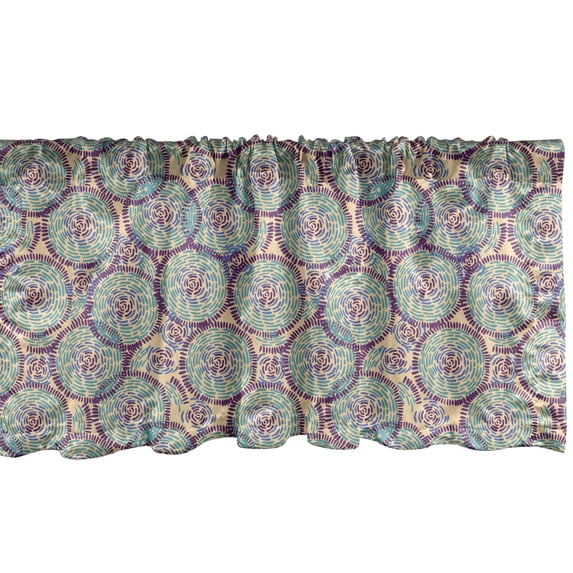 Ambesonne African Window Valance, Bohemian Circles Groovy, 54" X 18", Purple Peach Turquoise