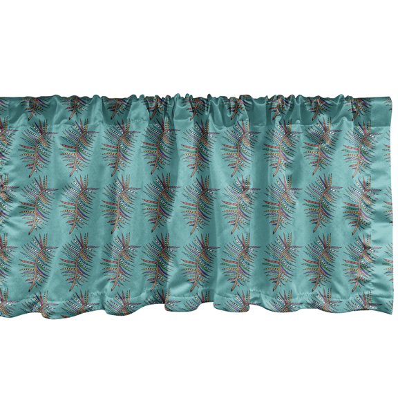 Ambesonne African Window Valance, Ethnic Style Leaves Art, 54" X 12", Turquoise Multicolor