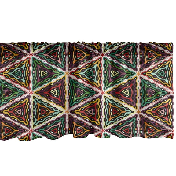 Ambesonne African Window Valance, Geometric Grunge Mosaic, 54" X 18", Multicolor