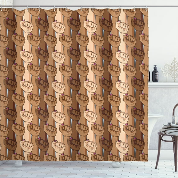 Ambesonne African Woman Shower Curtain, Fist of a Female Art, 69"Wx70"L, Peach and Umber