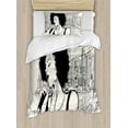 thumbnail image 1 of Ambesonne Afro Duvet Cover Set, American Lady Jazz Musician, Twin, Black Grey and Ivory, 1 of 3