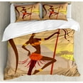 thumbnail image 1 of Ambesonne Afro Duvet Cover Set, Ethnic Lady Warrior Savannah, King, Brown and Cocoa, 1 of 3
