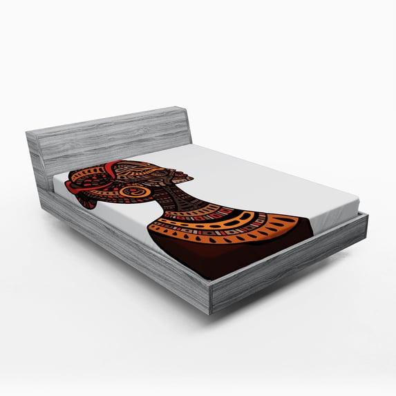 Ambesonne Afro Fitted Sheet, Exotic Totem, Full Size, Brown and Cinnamon
