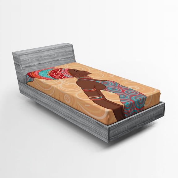 Ambesonne Afro Fitted Sheet, Native Trend, Twin XL Size, Multicolor