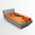 thumbnail image 1 of Ambesonne Afro Fitted Sheet, Vintage Art, Twin Size, Orange Amber, 1 of 3