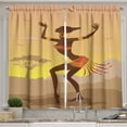 thumbnail image 1 of Ambesonne Afro Kitchen Curtains, Amazon Lady, 55"x45", Brown Cocoa, 1 of 3