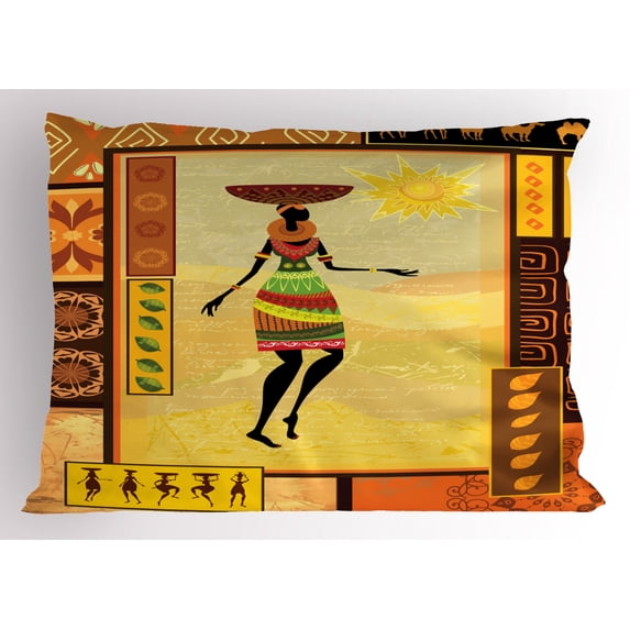 Ambesonne Afro Pillow Sham, Folkloric, 26" X 20", Multicolor