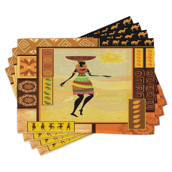 Ambesonne Afro Place Mats Set of 4, Folkloric, Standard Size, Multicolor