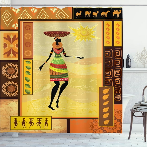 Ambesonne Afro Shower Curtain, Folkloric, 69"Wx70"L, Multicolor