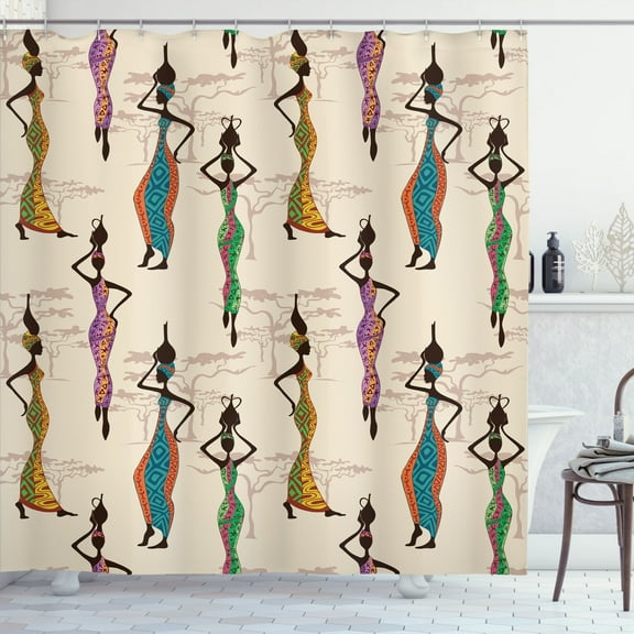 Ambesonne Afro Shower Curtain, Vintage Loval Traditional, 69"Wx75"L, Multicolor