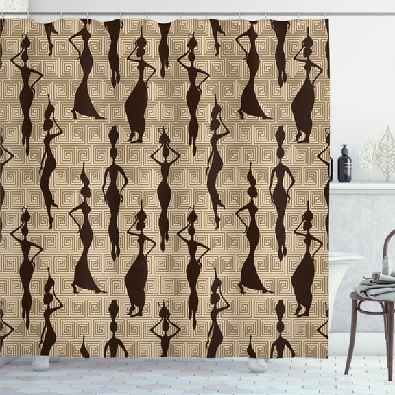 Ambesonne Afro Shower Curtain, Woman Geometric, 69"Wx70"L, Brown and Tan