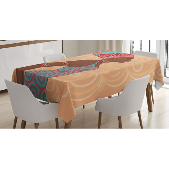 Ambesonne Afro Tablecloth Rectangular Table Cover, Native Trend, 60"x84", Multicolor