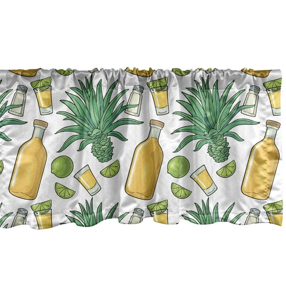 Ambesonne Agave Window Valance, Cactus Lime Slice Tequila, 54" X 12", White Mustard