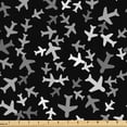 thumbnail image 1 of Ambesonne Aircraft Fabric by the Yard Upholstery, Grayscale Minimal Planes, 10 Yards, Charcoal Grey and Pale Grey, 1 of 1