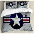 thumbnail image 1 of Ambesonne Airplane Duvet Cover Sets, Star on Round Circle, 2-King, Red Grey Blue, 1 of 7