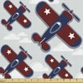 thumbnail image 1 of Ambesonne Airplane Fabric by the Yard Upholstery, Grid Inspired Background, 1 Yard, Dark Sky Blue Burgundy, 1 of 5