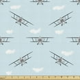 thumbnail image 1 of Ambesonne Airplane Fabric by the Yard Upholstery, Old Aircraft Biplanes, 5 Yards, Pale Blue Black White, 1 of 4