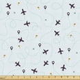 thumbnail image 1 of Ambesonne Airplane Fabric by the Yard Upholstery, Travel Wanderlust Sky Map, 5 Yards, Pale Blue Plum Amber, 1 of 5