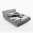 thumbnail image 1 of Ambesonne Airplane Fitted Sheet, Retro Bon Voyage, Full Size, Blue Red Grey, 1 of 3