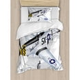 thumbnail image 1 of Ambesonne Airplane P-51 Mustang Dallas Doll Detailed Illustration American Air Force Duvet Cover Set, 1 of 3