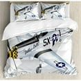 thumbnail image 1 of Ambesonne Airplane P-51 Mustang Dallas Doll Detailed Illustration American Air Force Duvet Cover Set, 1 of 3