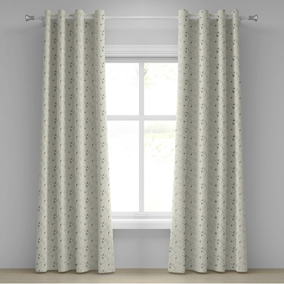 Ambesonne Airplane Print Grommet Curtain, Minimal Silhouettes, 50" x 84", Cream Grey