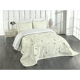 thumbnail image 1 of Ambesonne Airplane Print Quilted Bedspread Set 3 Pcs, Minimal Silhouettes, King Size, Cream Grey, 1 of 5