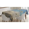 thumbnail image 1 of Ambesonne Airplane Tablecloth Rectangular Table Cover, 3D Retro Biplanes, 60"x90", Blue Tan and Cream, 1 of 4