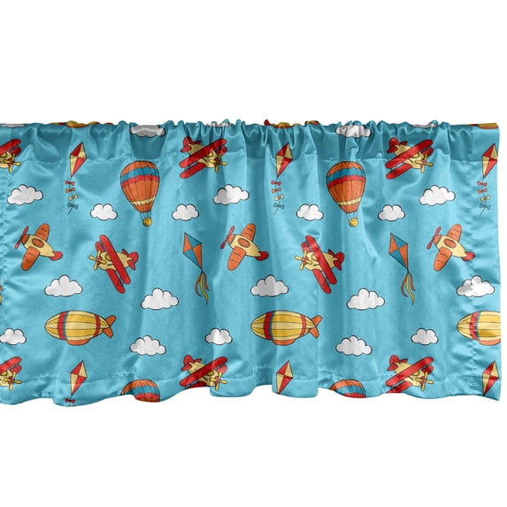 Ambesonne Airplane Window Valance, Air Transportation Kites, 54" X 12", Multicolor