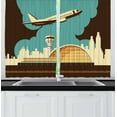 thumbnail image 1 of Ambesonne Airport Kitchen Curtains, Airfield Plane and City, 55"x45", Dark Brown Cadet Blue, 1 of 1