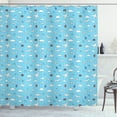 thumbnail image 1 of Ambesonne Airport Shower Curtain, Planes and Luggage on Sky, 69"Wx84"L, Sky Blue Multicolor, 1 of 3