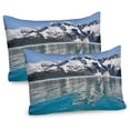 thumbnail image 1 of Ambesonne Alaska Pillow Sham 2 Pack, Aialik Bay Kenai Fjords, 26"x20", Forest Green Sky Blue, 1 of 3