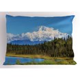thumbnail image 1 of Ambesonne Alaska Pillow Sham, Snow Covered Mountain, 36" X 20", Forest Green White Blue, 1 of 2