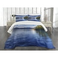 thumbnail image 1 of Ambesonne Alaska Quilted Bedspread Set 3 Pcs, Turnagain Arm Lakeside, Queen Size, Lime Green Navy Blue, 1 of 5