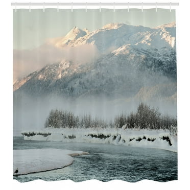 Ambesonne Alaska Shower Curtain, Winter Scene from North, 69"Wx84"L, Grey White