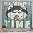 thumbnail image 1 of Ambesonne Alaskan Malamute Kitchen Curtains, Retro Poster, 55"x39", Slate Blue Black White, 1 of 3