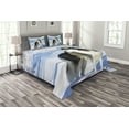 thumbnail image 1 of Ambesonne Alaskan Malamute Quilted Bedspread Set 3 Pcs, Husky on Snow, Queen Size, Black White Pale Blue, 1 of 3