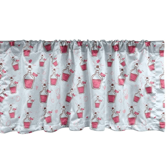 Ambesonne Alchemy Window Valance, Repetitive Pattern with Irregular Doodle Elixir of Love, Curtain Valance for Kitchen Bedroom Decor with Rod Pocket, 54" X 12", Pale Maroon Dark Pink