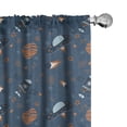 thumbnail image 1 of Ambesonne Alien 4-Panel Curtains, Satellite Stars Space Theme, 56"x63", Dark Sky Blue Dark Peach, 1 of 4