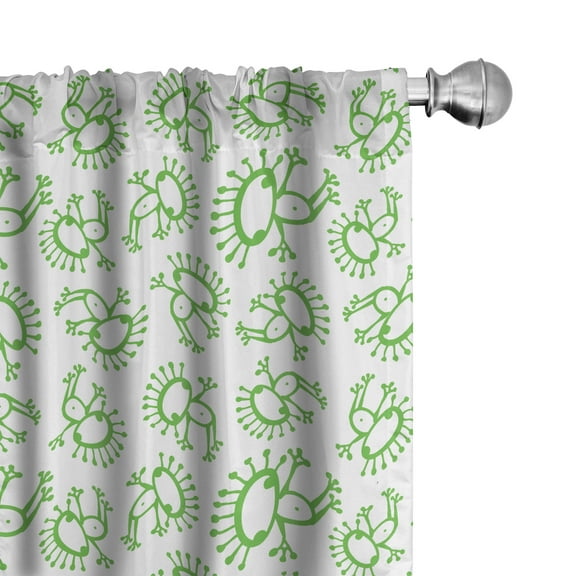 Ambesonne Alien Curtains, Doodle Monsters, Pair of 28"x84", Lime Green