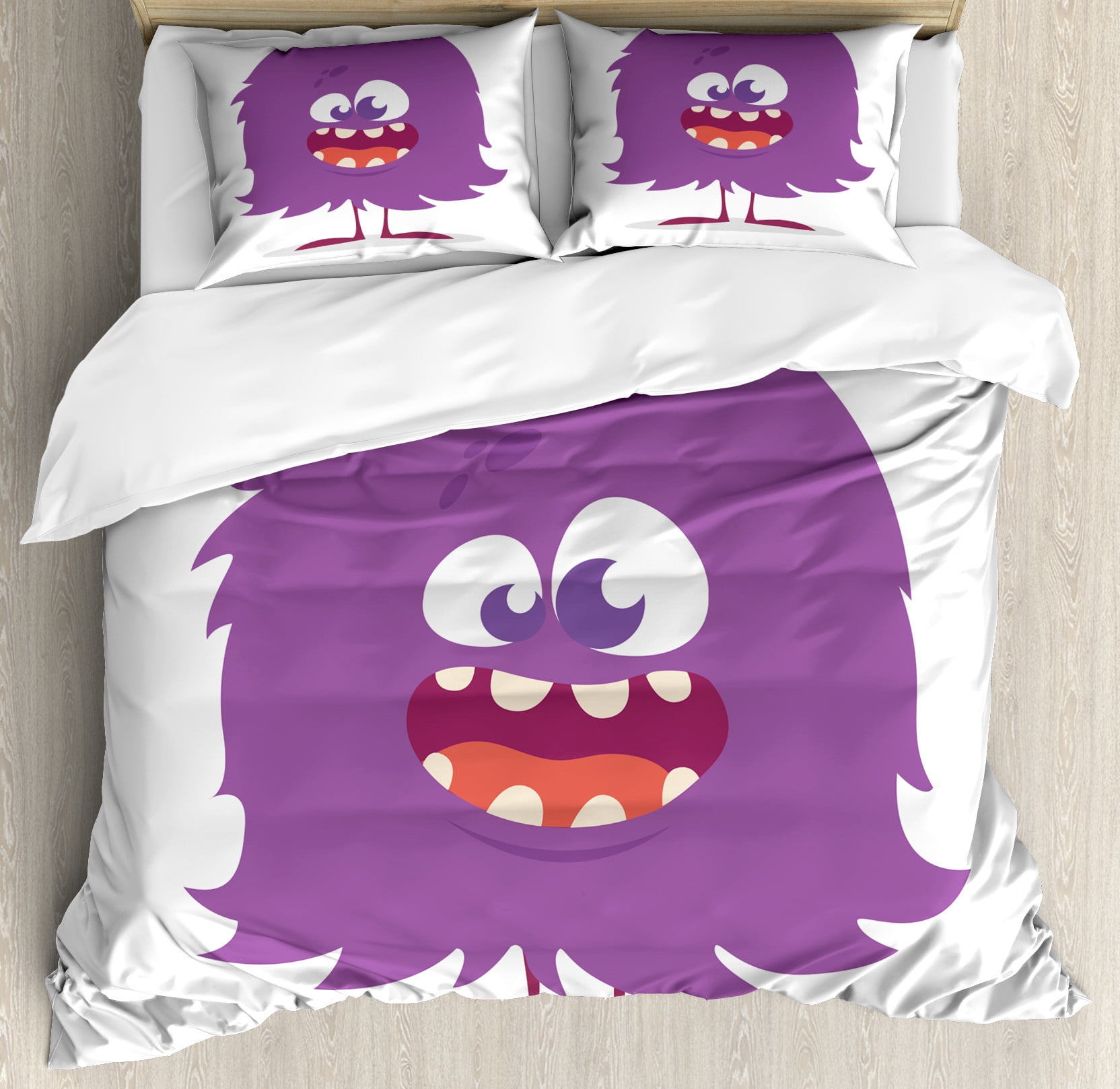 Ambesonne Alien Duvet Cover Set, Monster Silly Face Cartoon, 2-Calking ...