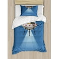 thumbnail image 1 of Ambesonne Alien Duvet Cover Sets, Spaceship Extraterrestrial, 2-Twin, Dark Violet Multicolor, 1 of 3