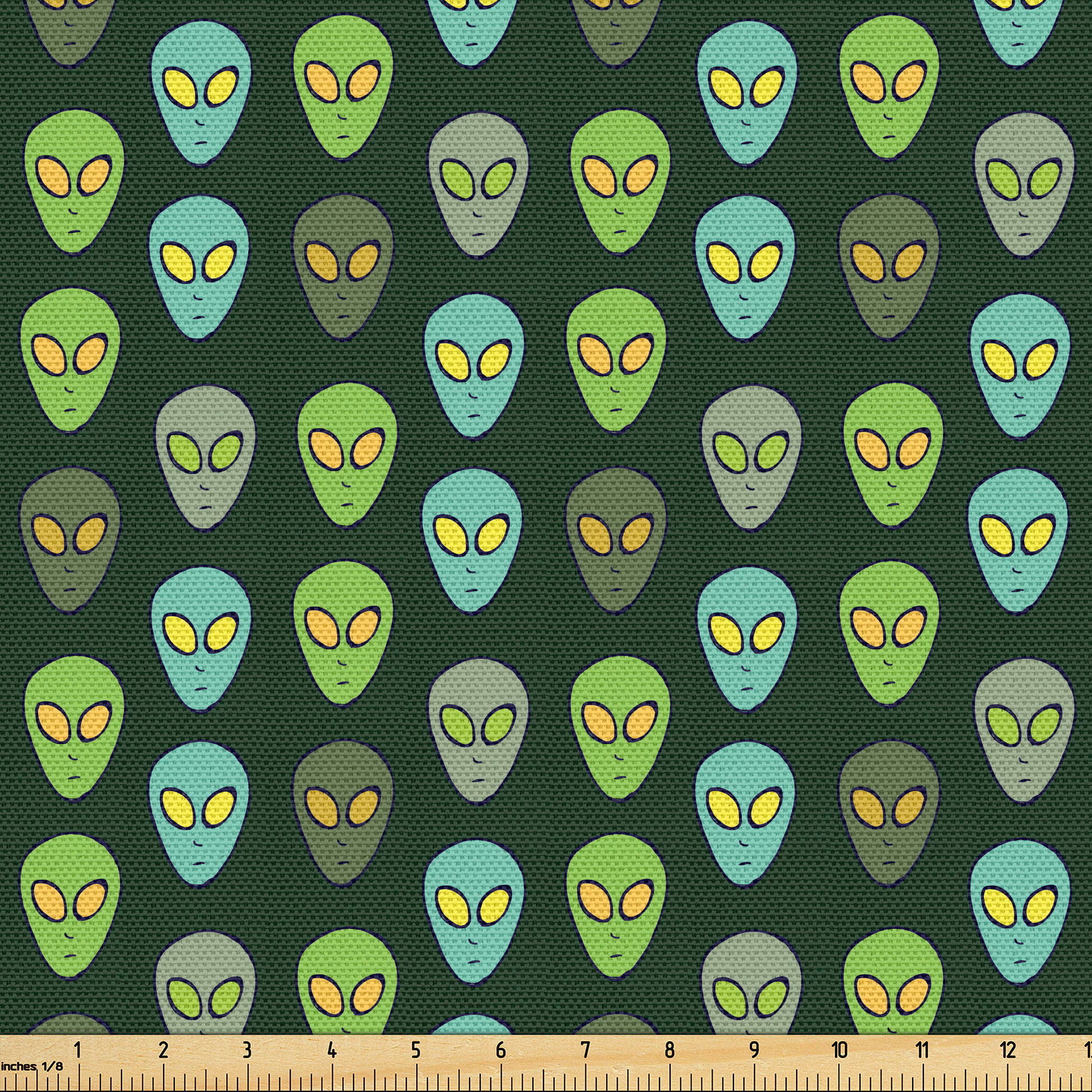 Ambesonne Alien Fabric by the Yard Upholstery, Extra-Terrestrial Faces ...