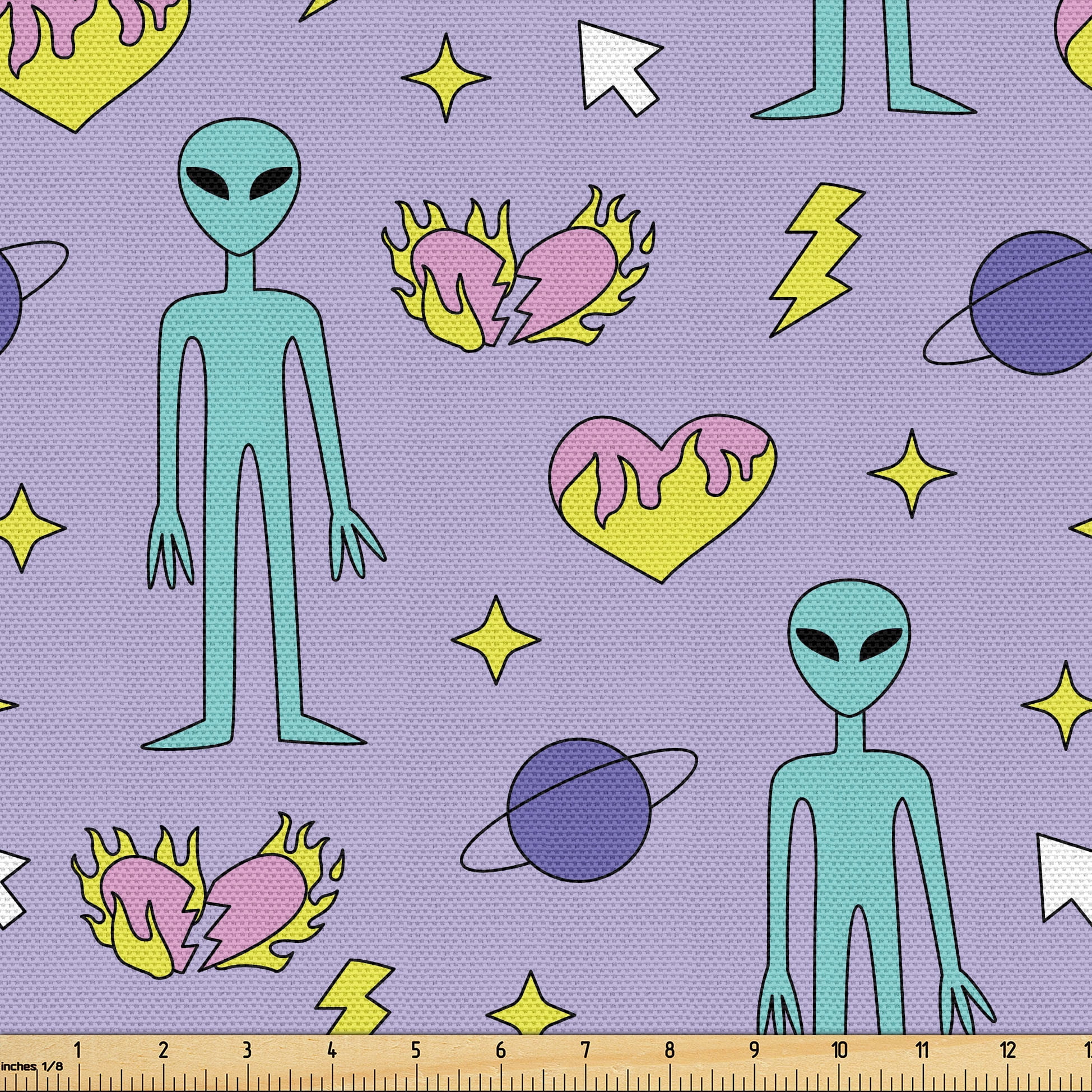 Ambesonne Alien Fabric by the Yard Upholstery, Extraterrestrial Planets ...