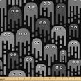 thumbnail image 1 of Ambesonne Alien Fabric by the Yard Upholstery, Funny Ghost Monster Pattern, 2 Yards, Grey and Charcoal Grey, 1 of 5