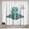 thumbnail image 1 of Ambesonne Alien Kitchen Curtains, Cartoon UFO Character Artwork, 55"x39", Sea Green and Pale Blue, 1 of 3